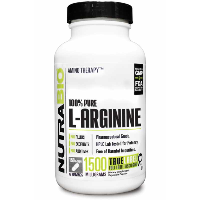 NutraBio L-Arginine (750mg) 精氨酸 (750亳克) - 150粒蔬菜膠囊